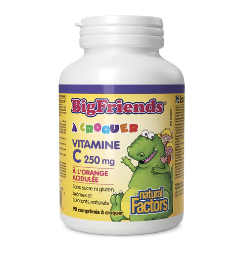 Vitamine C à croquer pour Enfants - 250mg - Big Friends - Natural Factors - 90 comprimés - Orange Acidulée